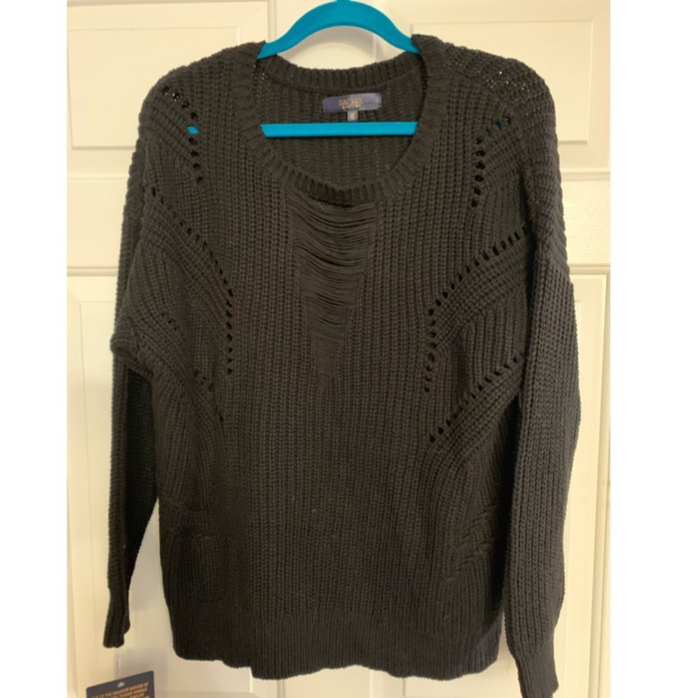 🎄 Black Sweater with Rib Openings NWT 3X